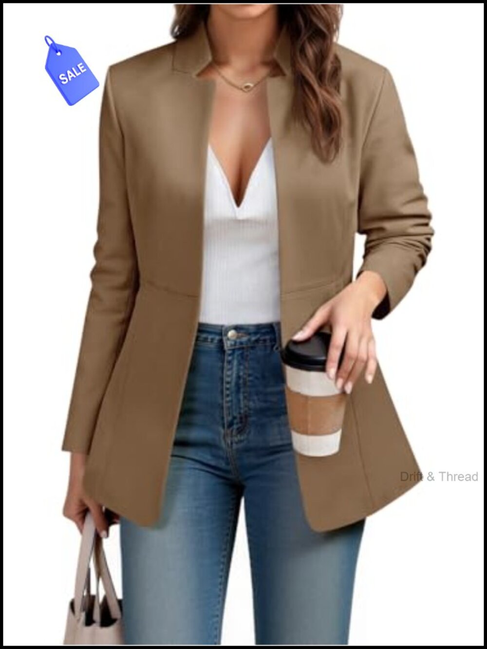 Womens Business Blazer Long Sleeve Open Front Notch Jacket